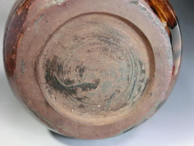 壷●古い飴釉 涙痕 甕 瀬戸 江戸期 口広花瓶 花器 置物 時代物 骨董品■