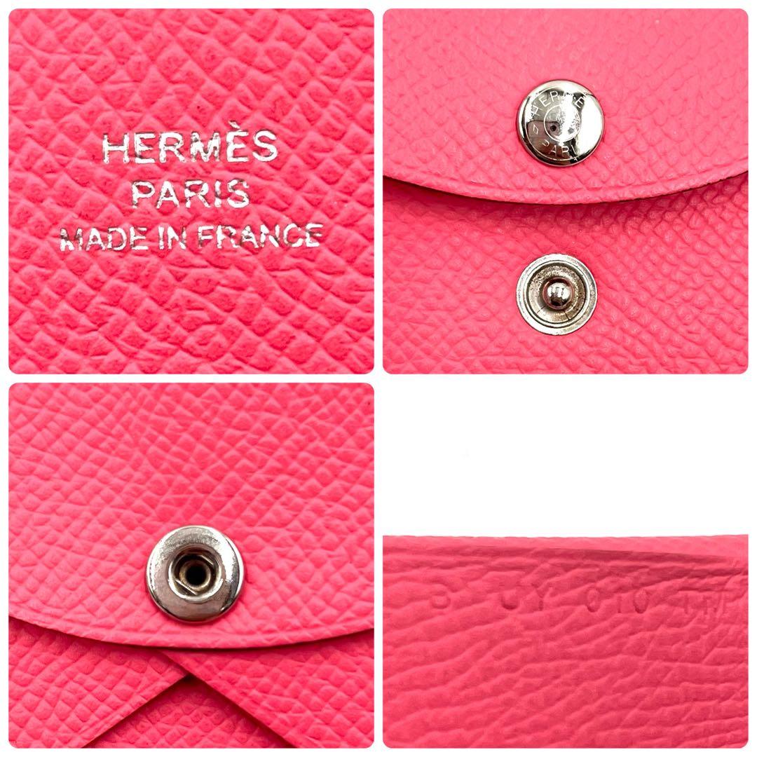 極美品 HERMES エルメス カルヴィデュオ ピンク コンパクトウォレット