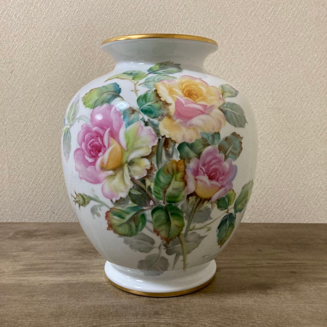オールドノリタケ　上絵花瓶　ハンドペイント　名古屋絵付け　〈検プレミアノリタケ
