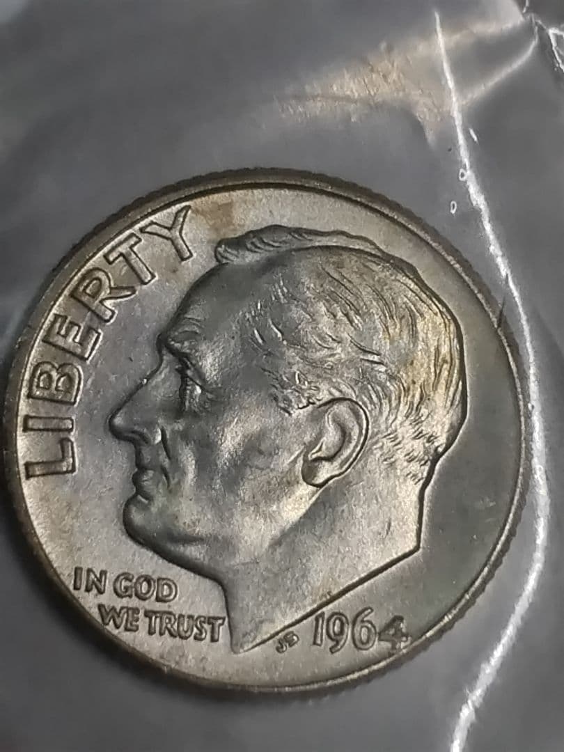 pn448 エラー銀貨 1964年D. アメリカ合衆国 ５種セット 50Cエラー