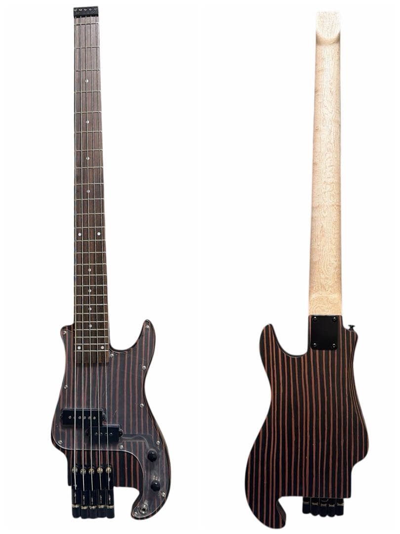 Musoo 5弦エレキベース アクティブ仕様 ロングスケール 木目デザイン