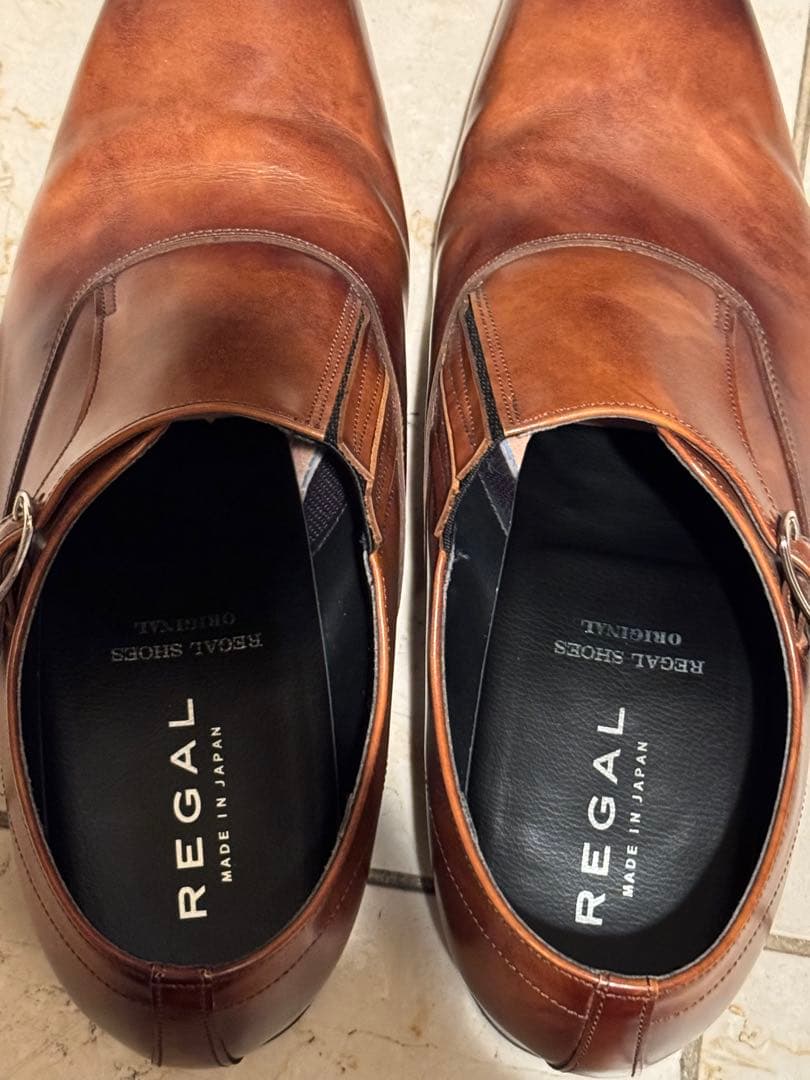 REGAL【ブラウン レザー シングルモンクビジネスシューズ】