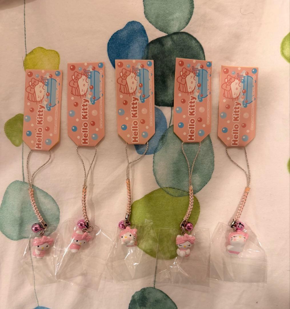 【新品未開封】ハローキティ バスタイム お風呂 根付 ストラップ 5点セット