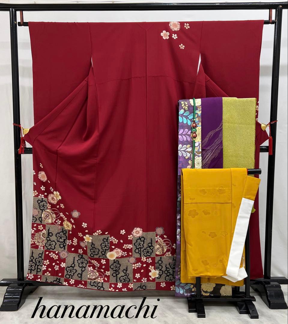 振り袖　フルセット　別誂長襦袢付　成人式　辻が花袋帯　金彩加工　刺繍入り　623