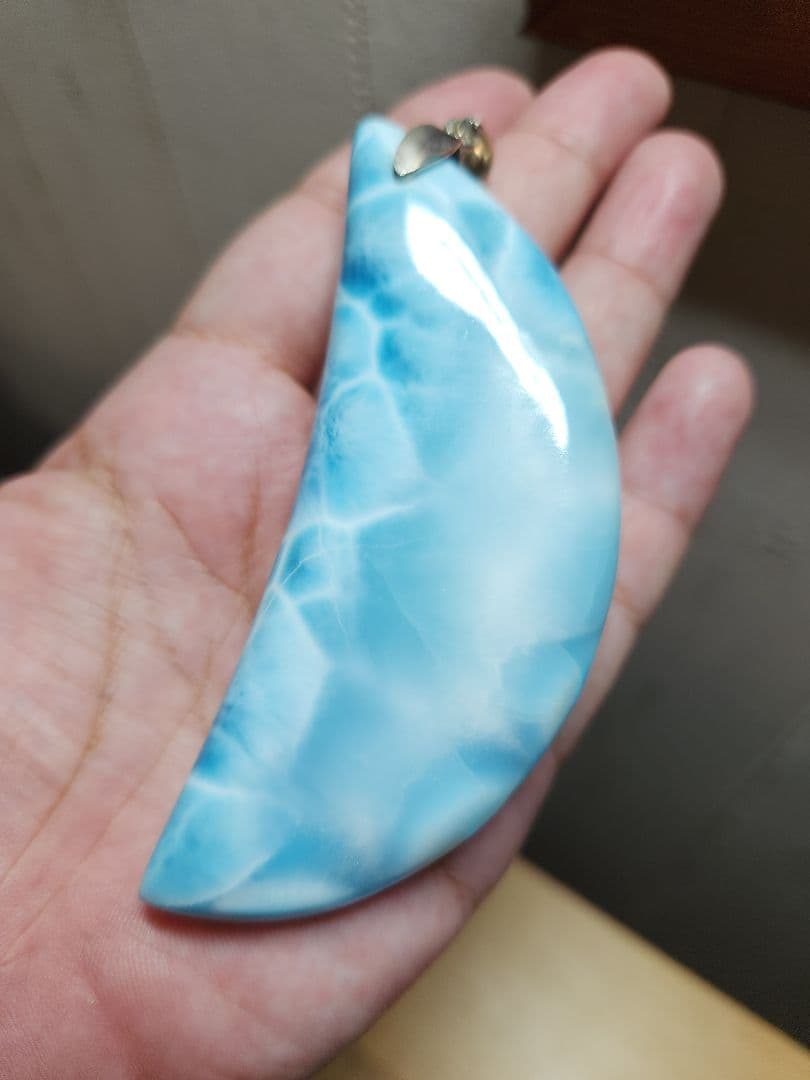 値下げ 特大 ラリマー 三日月 ペンダント