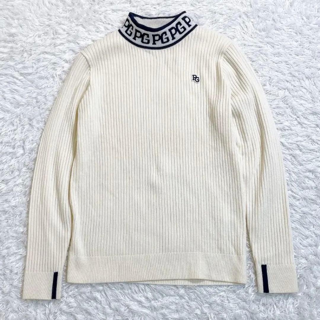 パーリーゲイツ ニット セーター モックネック ウール カシミヤ ホワイト S