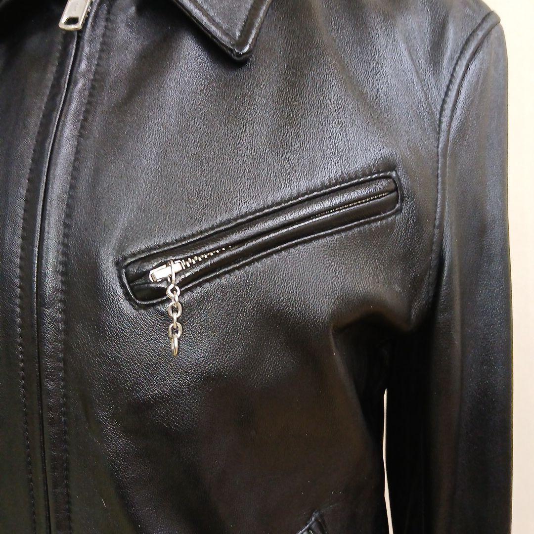 タケオキクチ襟付シングルライダースジャケットラムレザーMサイズ