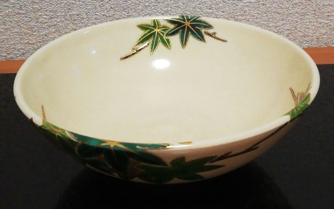 鵬雲斎書付　杉田祥平作　清閑寺窯　色絵　青楓　茶碗　共箱　共布　茶道具