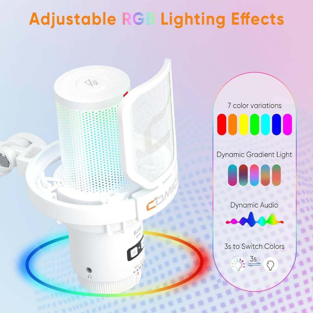 Comica USBコンデンサーマイク ゲーミングマイク ブームアーム付き