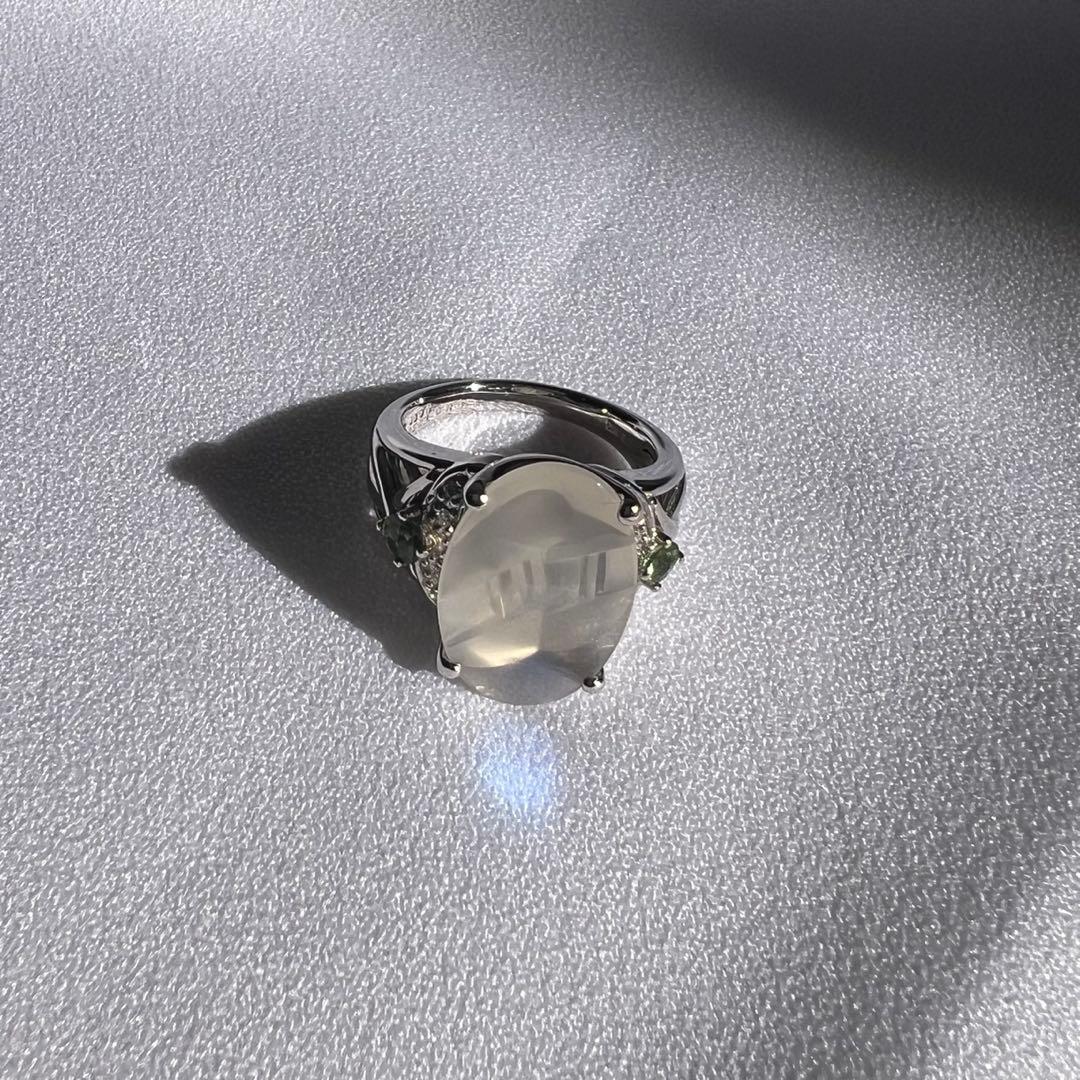 K18 WG トムムーンシュタイナー ムーンストーン&グリーントルマリン リング