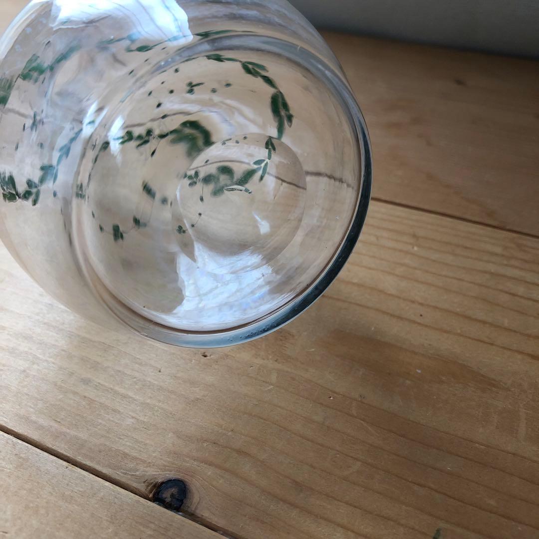 古いデカンタ　ガラス瓶　植物柄　フランス　アンティーク　デキャンタ　no.154