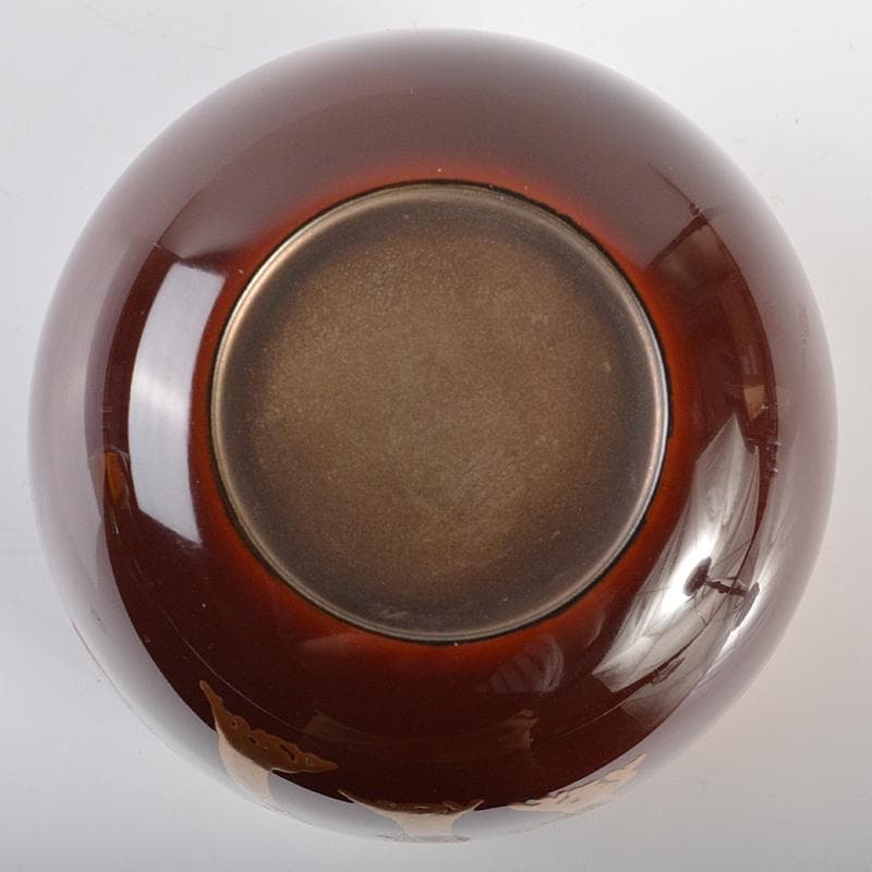 京塗師　平安祥雲（吉田祥雲）作　三本松蒔絵　内銀地　大棗　共箱　D　R6570