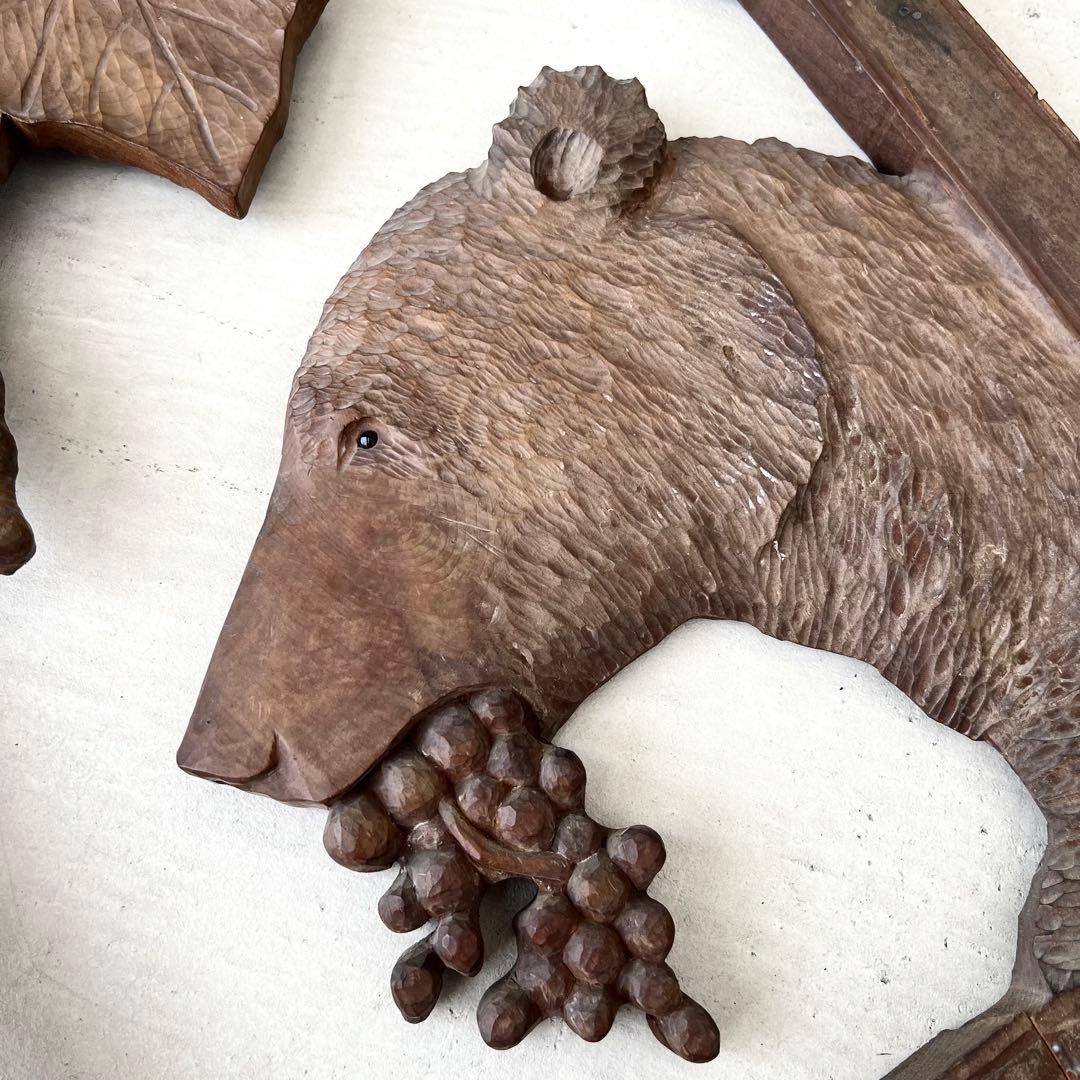 木彫りの熊　レリーフ　壁掛　ビンテージ