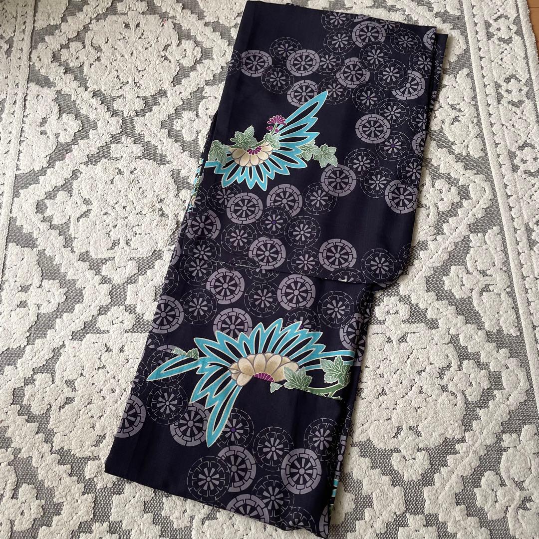 浴衣　アナスイ　ANNA SUI 花柄　歯車　オリエンタル　紫　パープル