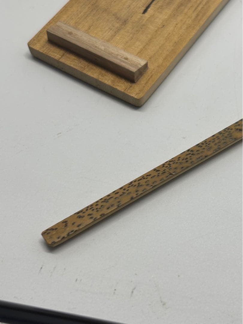 【共箱・銘「清風」】豊後 宇佐住 喜七斎 作 斑竹 茶杓／竹筒付