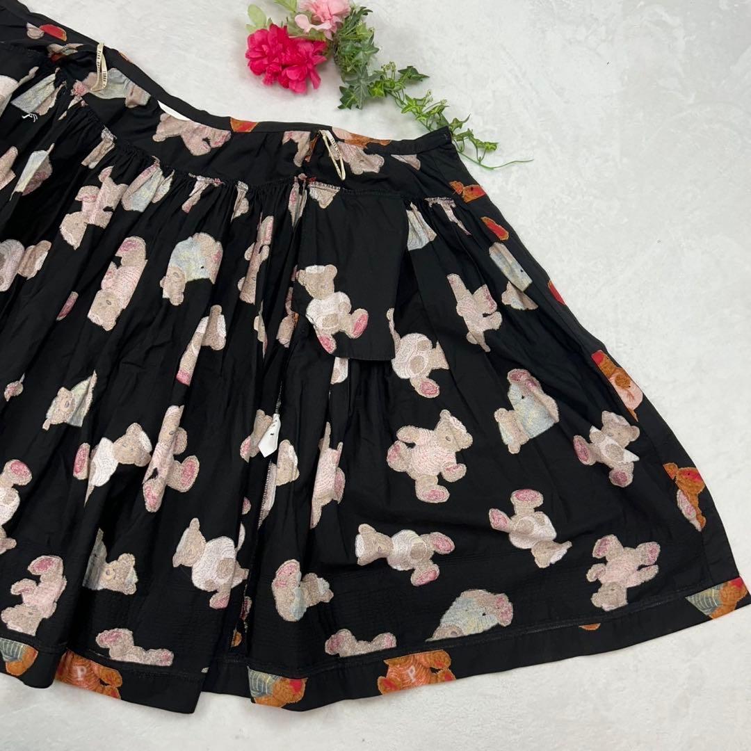 I768 美品 F ピンクハウス ひざ丈スカート ブラック レディース