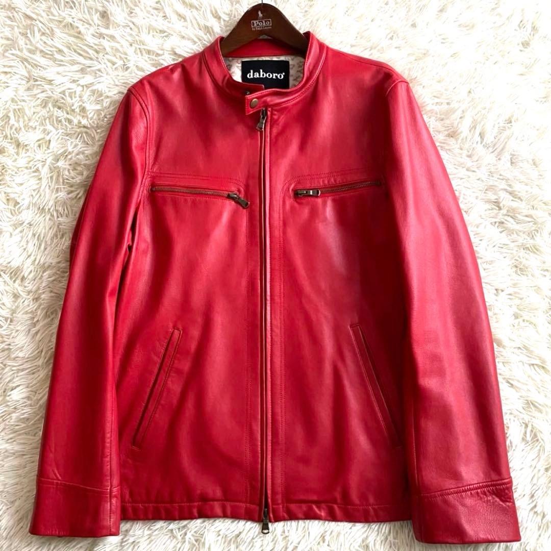 【未使用級✨】daboro シングルライダース レザージャケット 羊革 赤 XL
