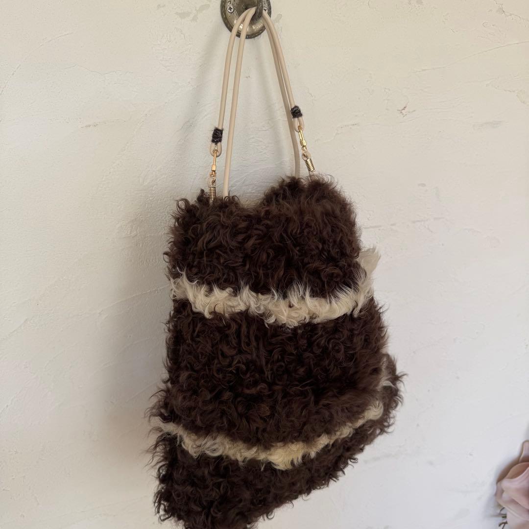 ハンドメイド　羊革シープスキン　ムートン　デイリーバッグ