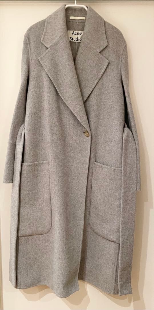 Acne Studios チェスターコート ロング丈ダブルウールアウター グレー