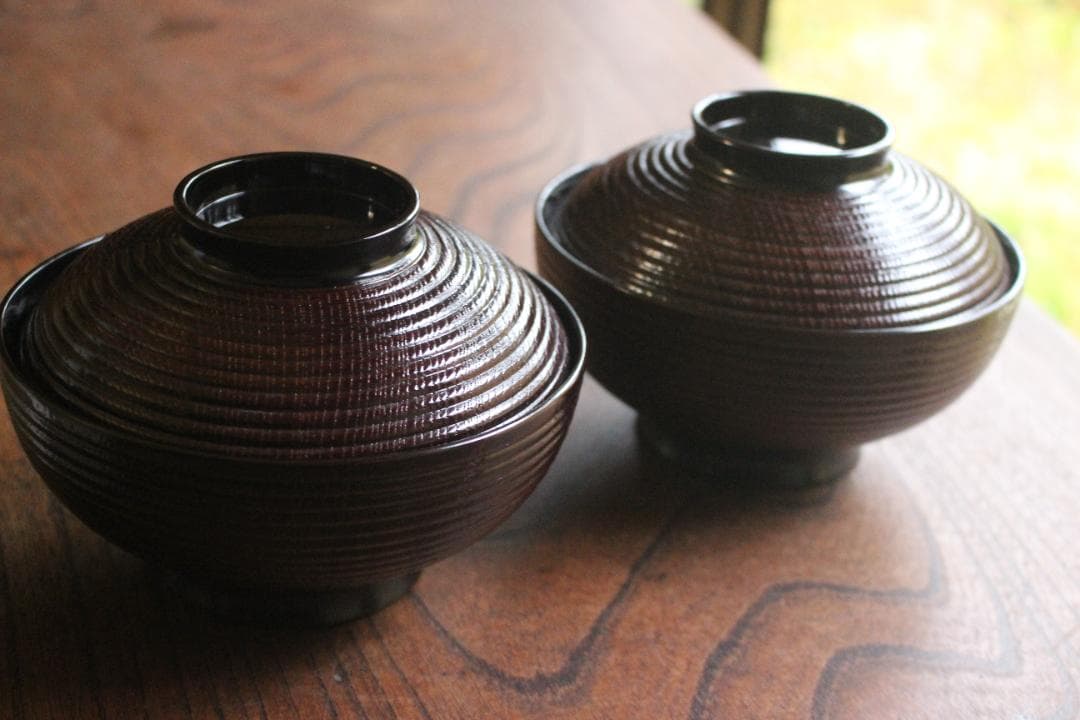 デッドストック！風情ある千筋糸目に極上宝船蒔絵の映える煮物椀2点（検輪島塗雑煮椀