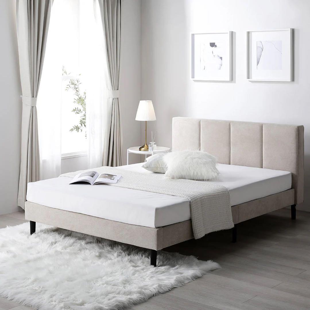 【新品】ファブリックベッド　シングル　ベージュ　ホテルライク　上質　エレガント