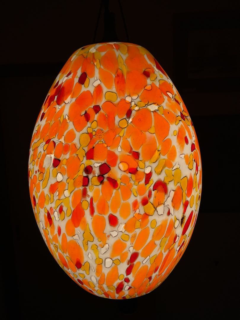 1960年代ヤマギワ・オリジナル「エッグ型ペンダントランプ」マグマ・オレンジ