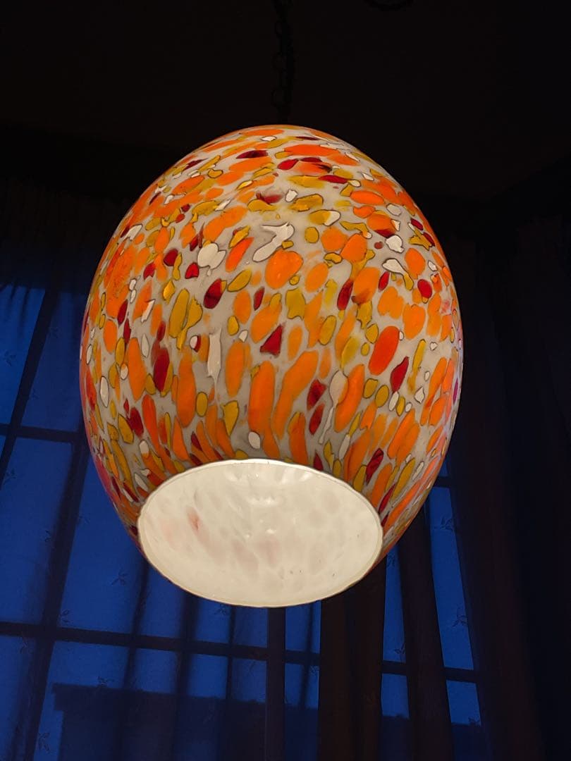 1960年代ヤマギワ・オリジナル「エッグ型ペンダントランプ」マグマ・オレンジ