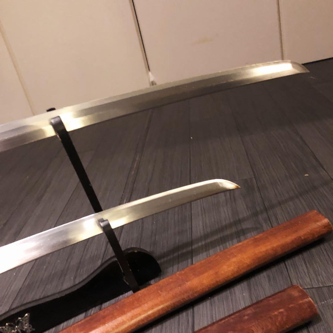 高級模造刀 白鞘 合金製 大小セット　居合刀 刃文 拵え