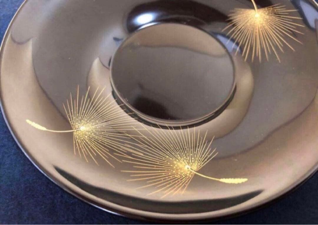 《レ》輪島塗 黒塗沈金飛花の図 茶托10客 小西啓介作 251030う2