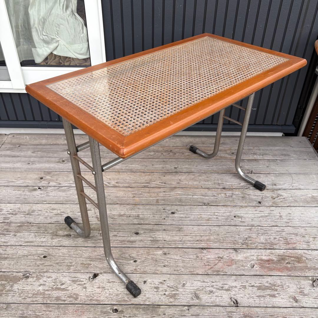 北欧レトロ オリバー メタルフレーム ラタンカウンターテーブルダイニングテーブル