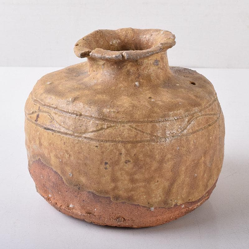 コロンビア渓谷焼　両志庵窯　大木宗完作　蹲（うづくまる）壷　共箱　V　R8721