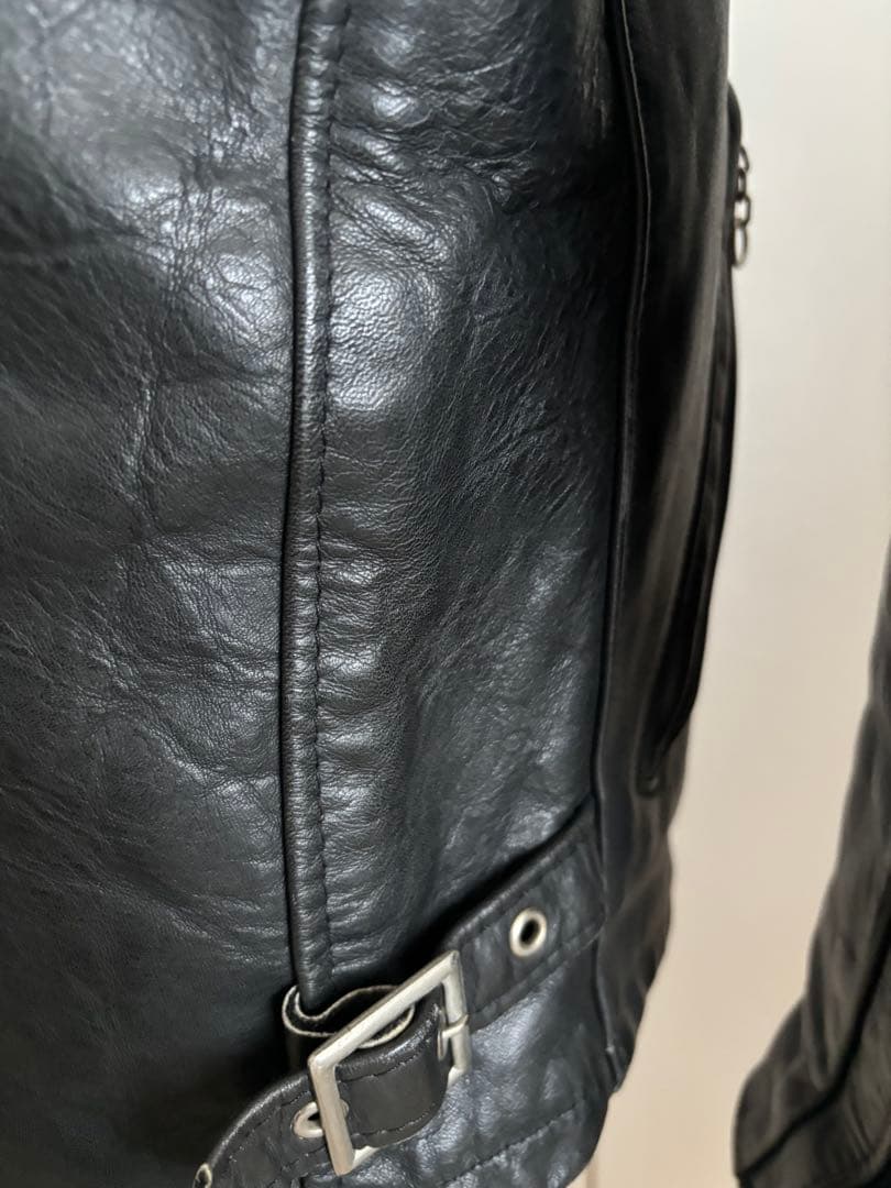 schott♡men'sブラックレザー シングルライダースジャケット