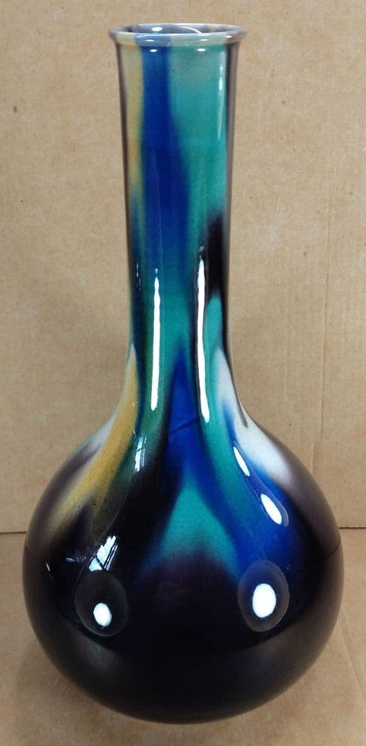 ネコン太【本物保証】徳田正彦(後の人間国宝三代徳田八十吉）彩釉花生 共箱