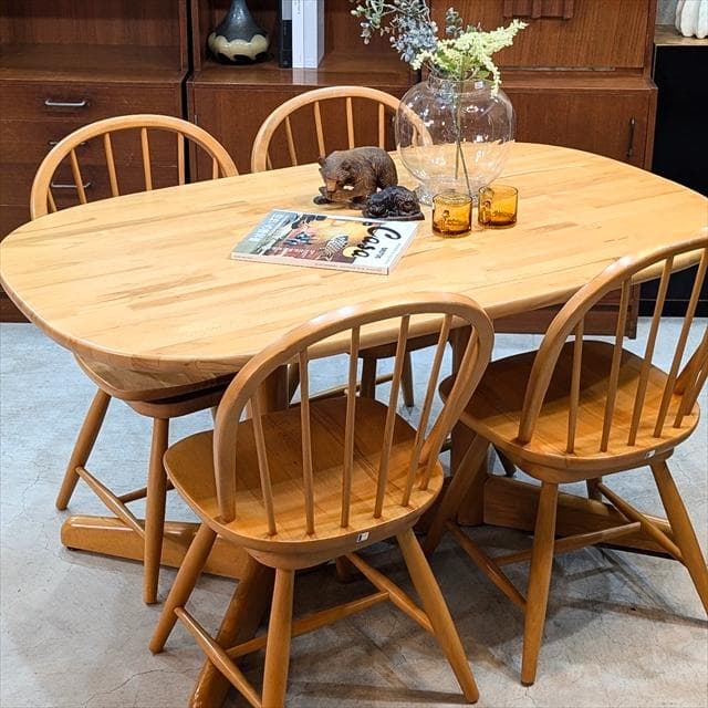 オールドキツツキ（飛騨産業家具）オーバルダイニングテーブル