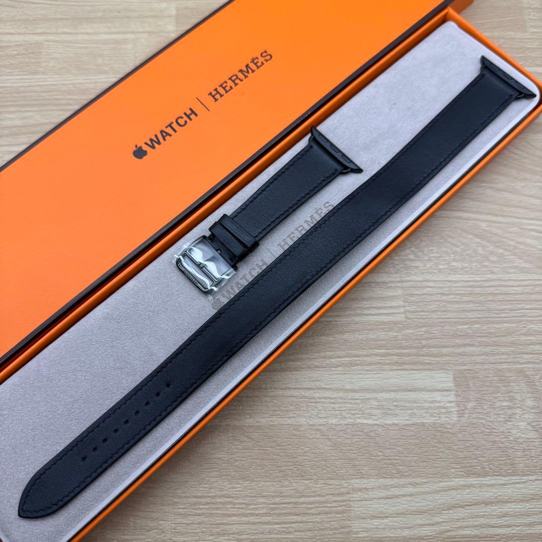2198 Apple Watch エルメス　ブラック　ドゥブルトゥール　二重