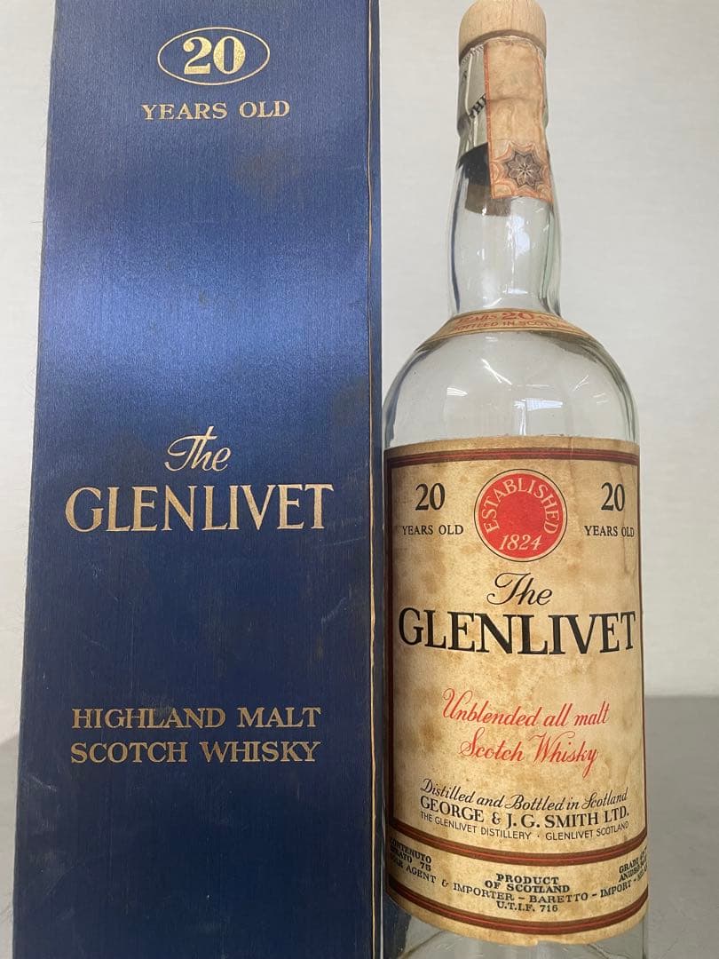 GLENLIVET 20年　オールドボトル1969代流通　空き瓶・空き箱