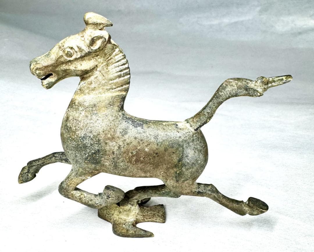 博物館級 東漢時代 古青銅馬踏飛燕 古賞物 古漢 置物 古美術 WWST075