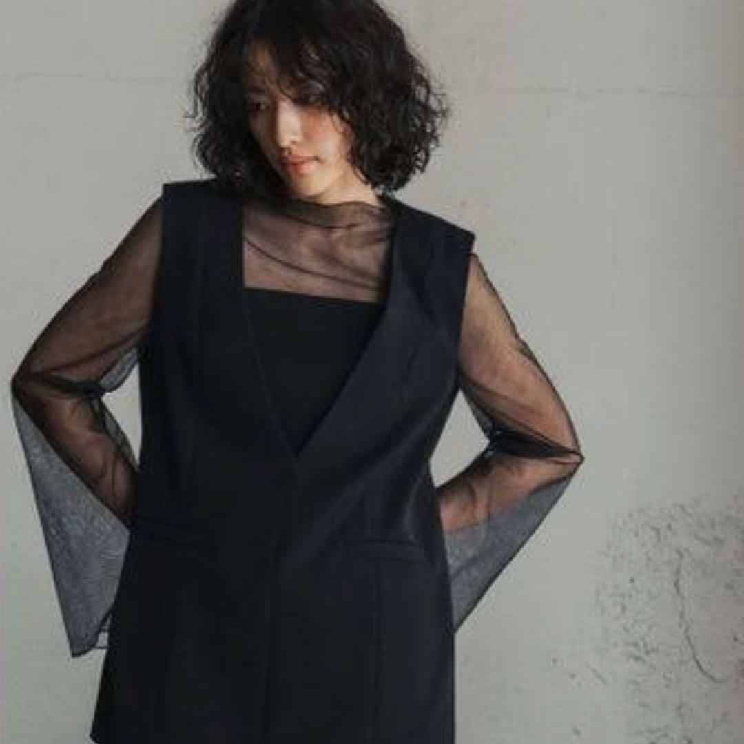 GIRL チュールレイヤードトップス&ワイドパンツ セットアップ 低身長 結婚式