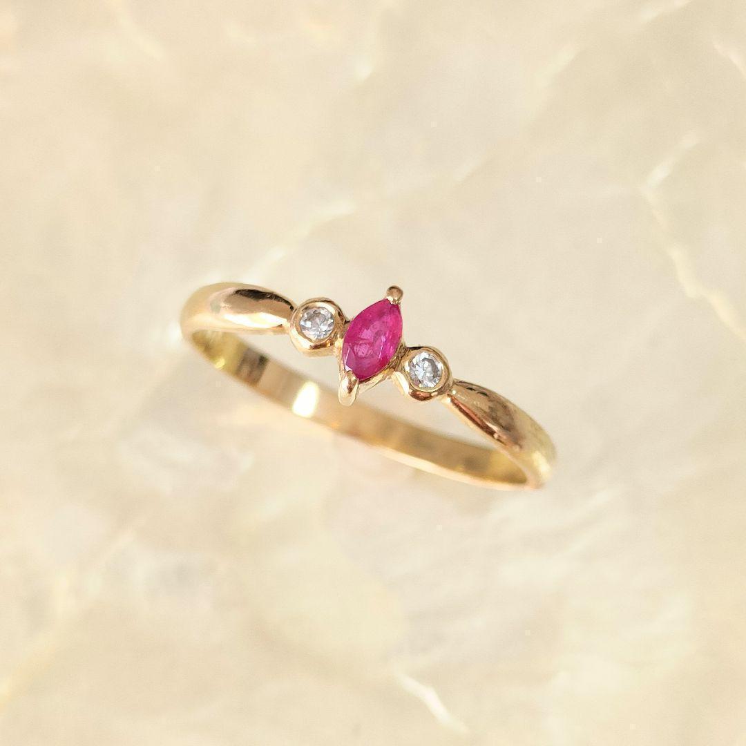 K18　天然石ルビー　天然ダイヤモンド　リング　指輪　ゴールド　ルビー　11