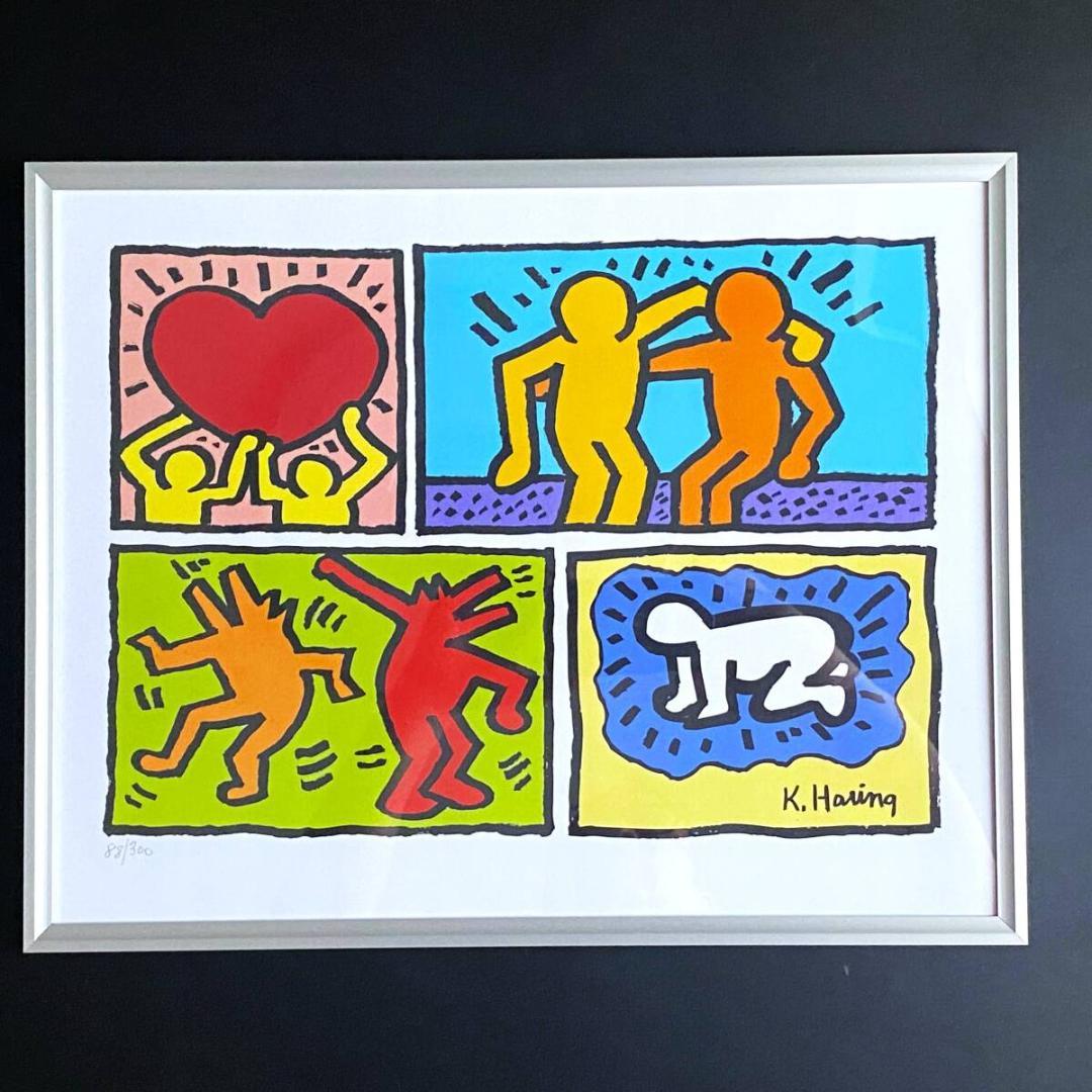 【美品】キース・ヘリング☆Pop Shop Quad☆リトグラフ☆額付き
