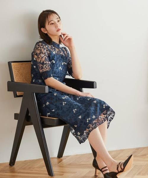 美品 niana ニアナ アンティーク刺繍レースワンピース M お呼ばれ 結婚式