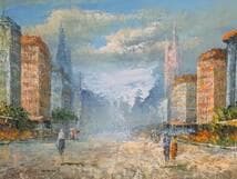 【真作】絵画　油彩6号　ヨーロッパ街景　印象派風　都市のひととき　W193