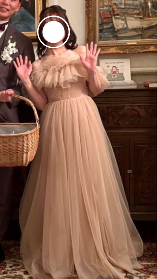 「ペグミ」ドレスプロダクション　 フリル オフショルダー チュールドレス