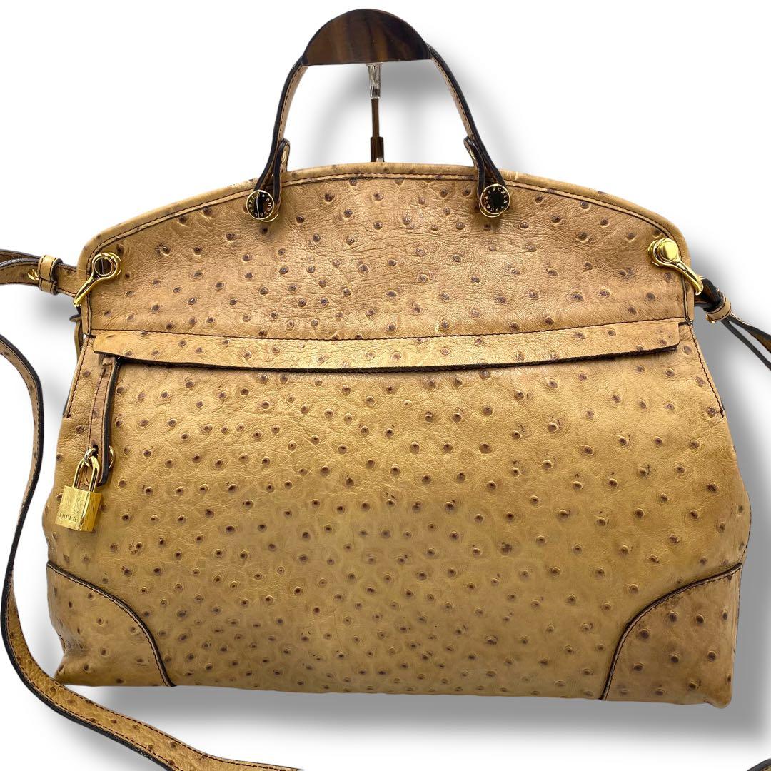 フルラ ハイパー ショルダーバッグ 2way オーストリッチ A4 斜め掛け