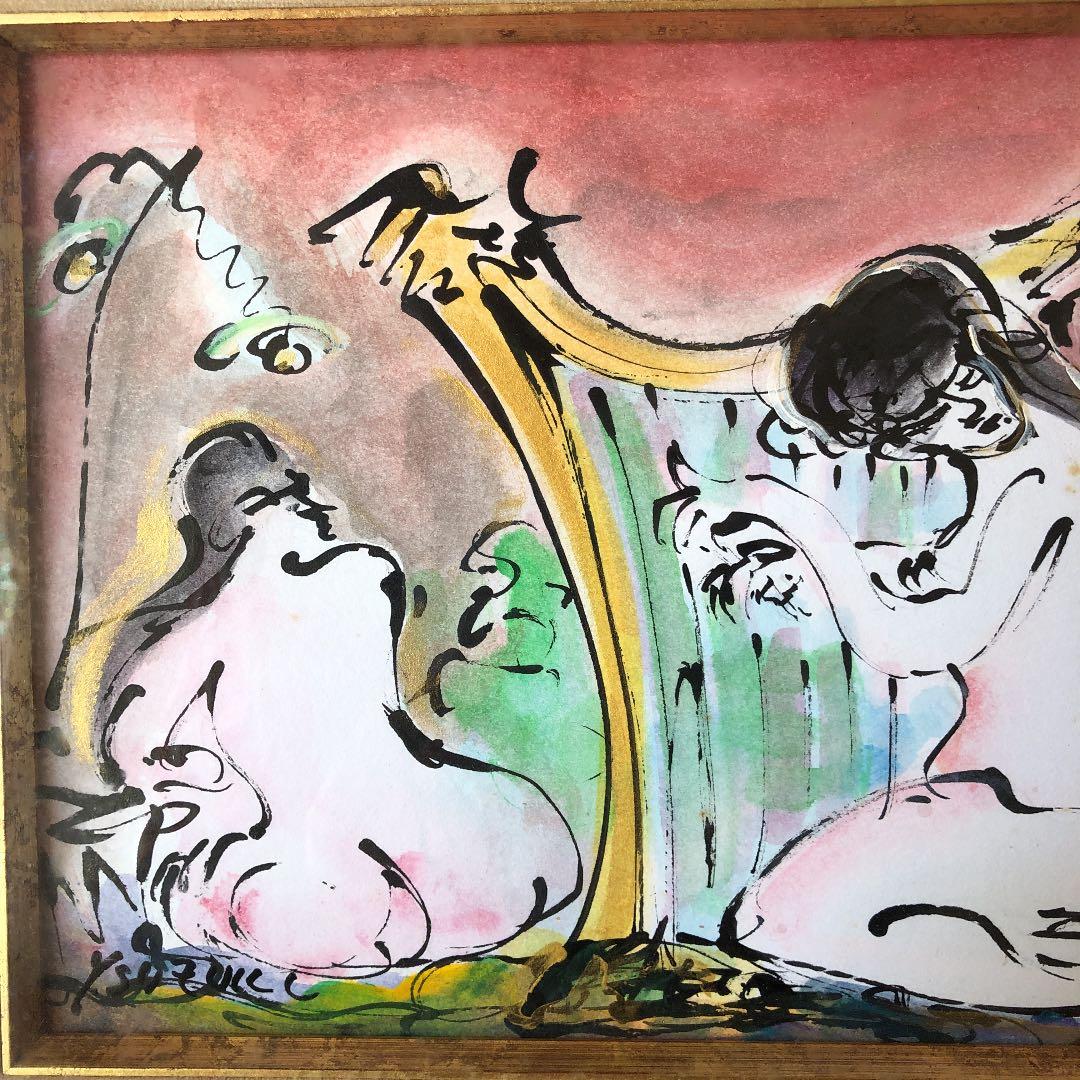 鈴木 康雄 絵画 ハープを奏でる裸婦 3号