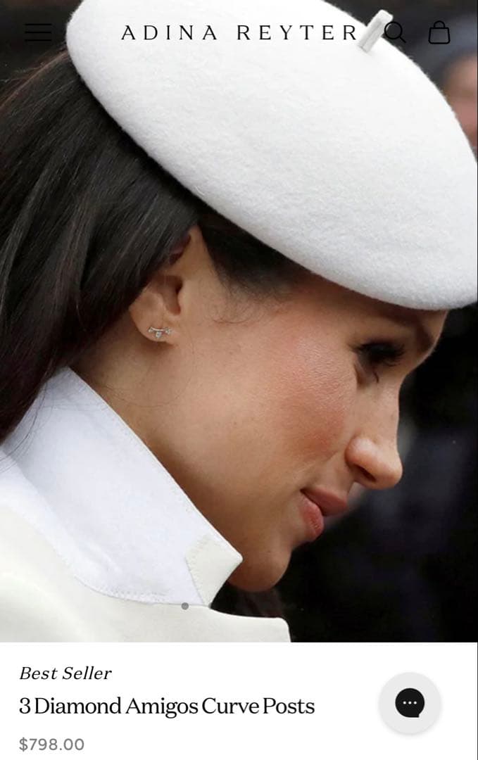 メーガン妃着用　Adina Reyter アディナレイター K14ダイヤピアス