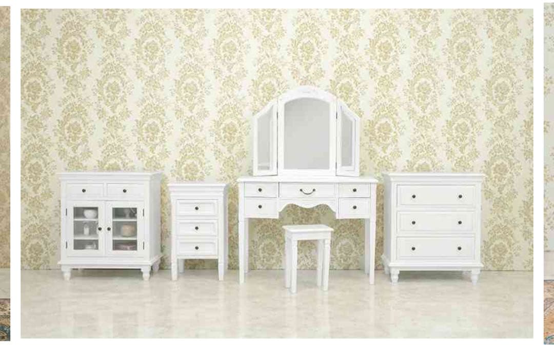 ホワイト木製 キャビネット アンティーク調