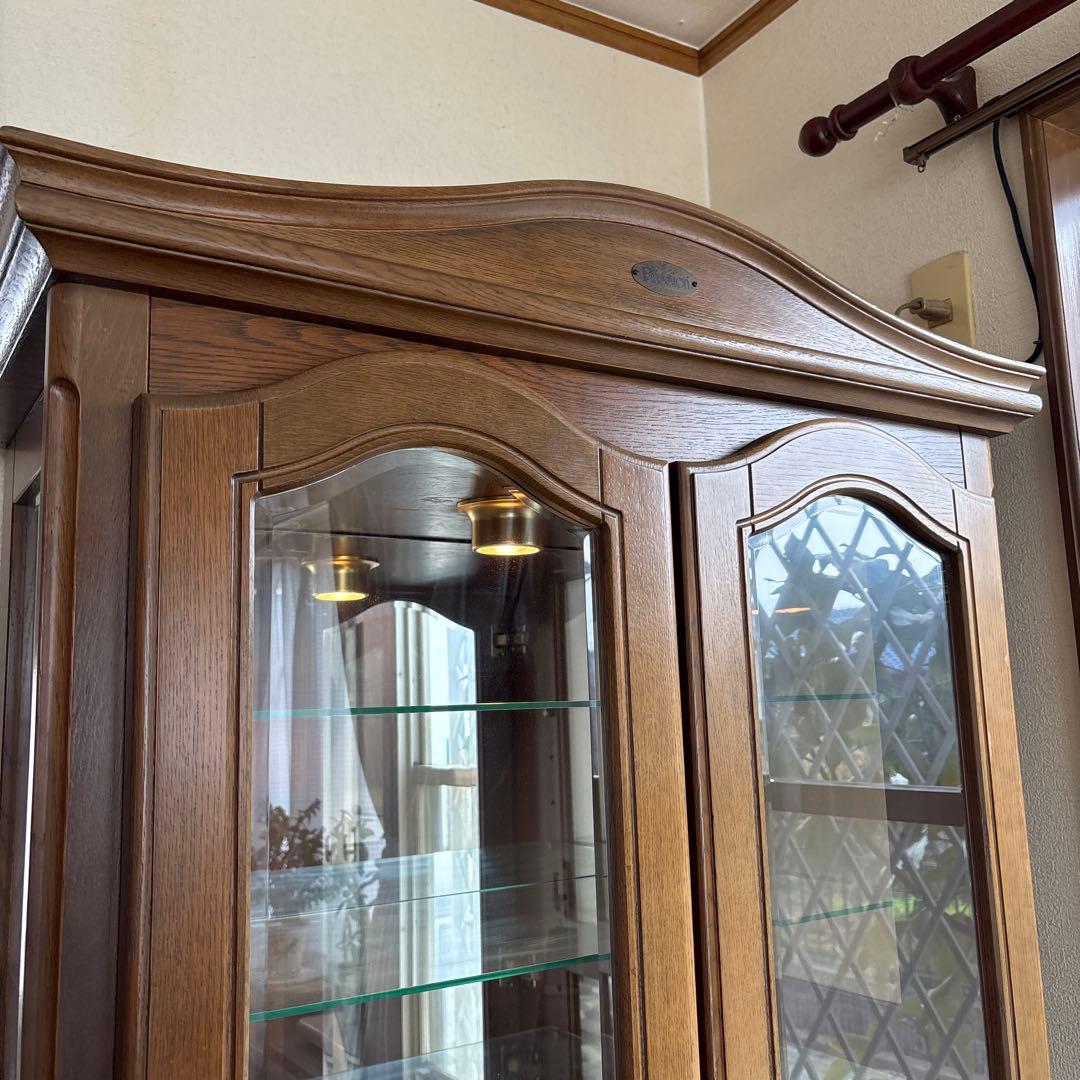 高級家具　passionブランド　縦型　カップポード　飾り棚照明付　背面鏡棚5