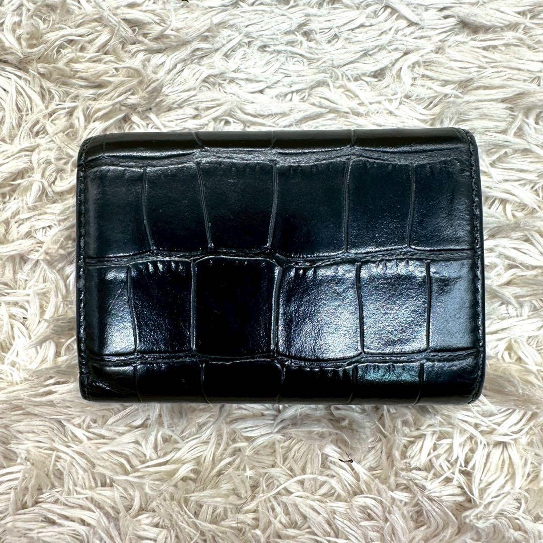 【美品】バレンシアガ 三つ折財布 ブラック クロコ エブリイデイ ユニセックス