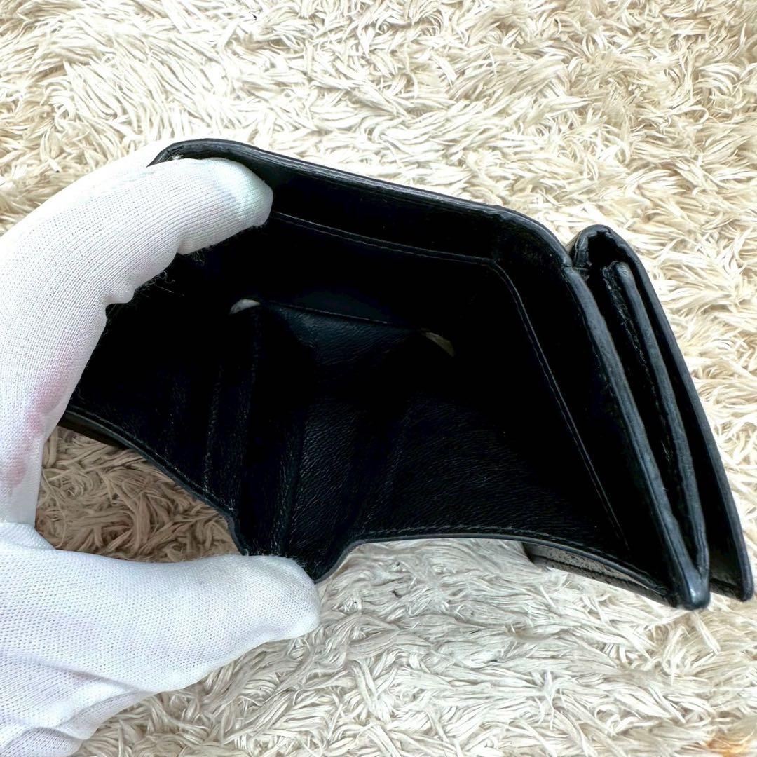 【美品】バレンシアガ 三つ折財布 ブラック クロコ エブリイデイ ユニセックス